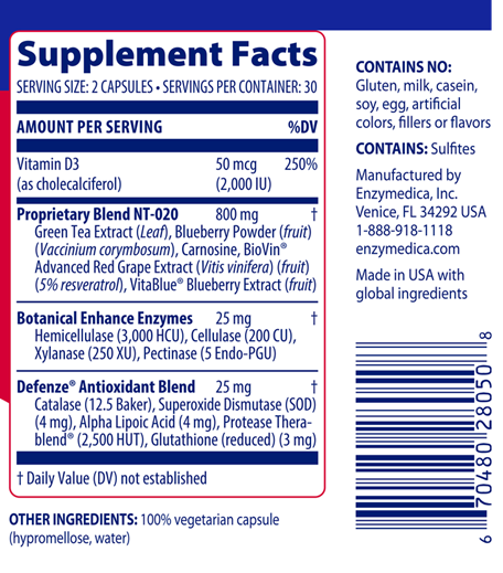 Stem XCell Supplement Facts Label