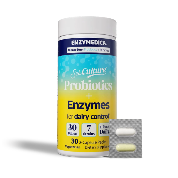 subculture dinner duo: probiotics + enzymes for dairy control (enzymedica)