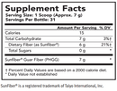 sunfiber - master supplements (us enzymes / tomorrow's nutrition pro) supplement facts