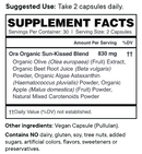 sun kissed: sun-damaged skin support (ora organic) supplement facts