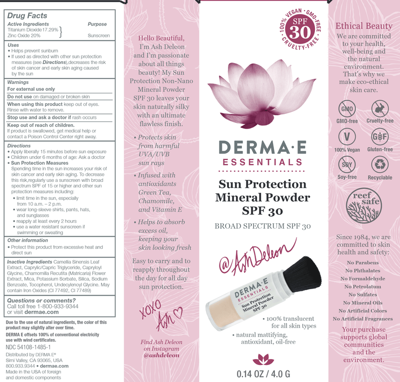 Sun Protection Mineral Powder SPF 30 (DermaE) label