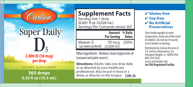 Super Daily D3 (Carlson Labs) label