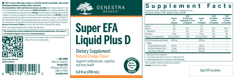 DISCONTINUED - Super EFA Liquid Plus D (Genestra)