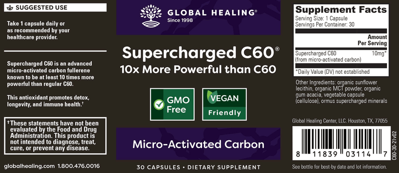 Supercharged C60 Global Healing label