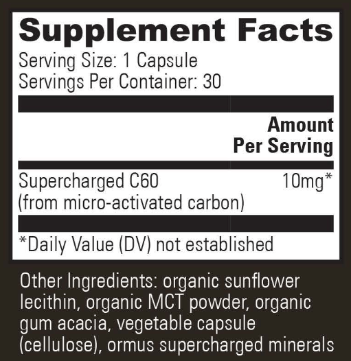 Supercharged C60 Global Healing supplement facts