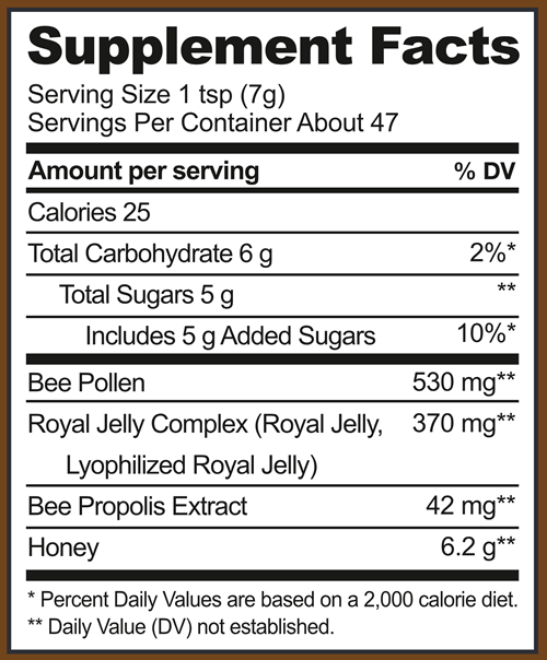 superfood honey beekeeper's naturals supplement facts