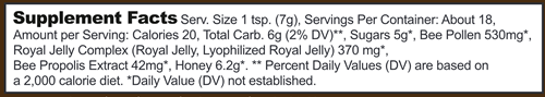superfood honey beekeeper's naturals supplement facts