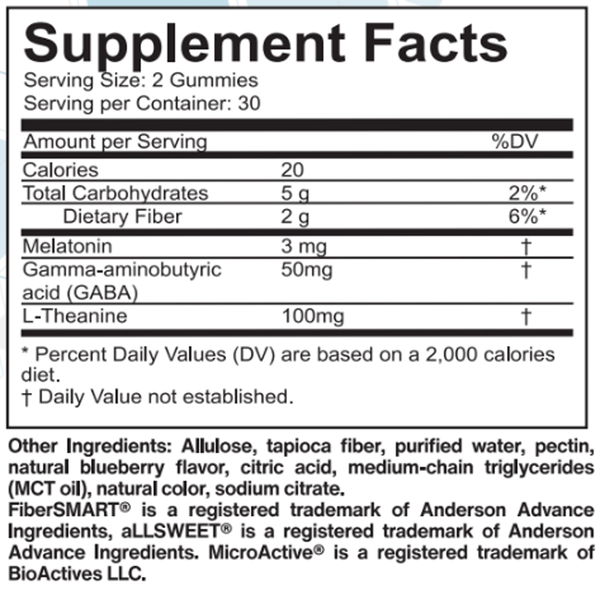 Sweet Dreams Supplement Facts Label