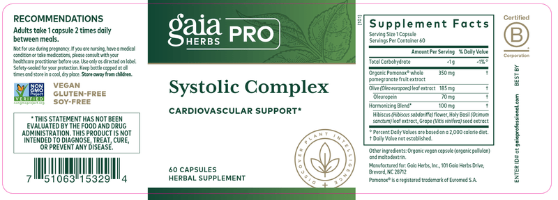 Systolic Complex Gaia Herbs Professional Solutions label
