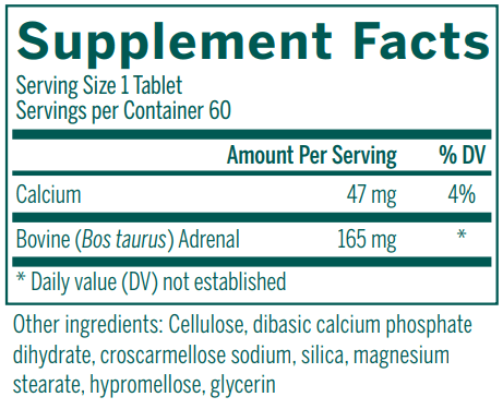 TADS Adrenal supplement facts Genestra