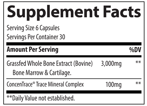 TMAncestral Bone & Marrow Trace Minerals Research supplement facts