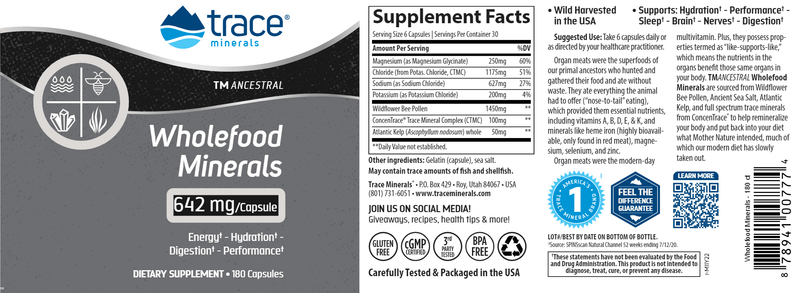 TMAncestral Wholefood Minerals Trace Minerals Research label