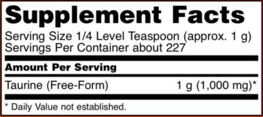 taurine powder (now foods) supplement facts