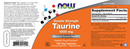 taurine 1000 mg (now foods) label