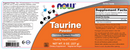 taurine powder (now foods) label