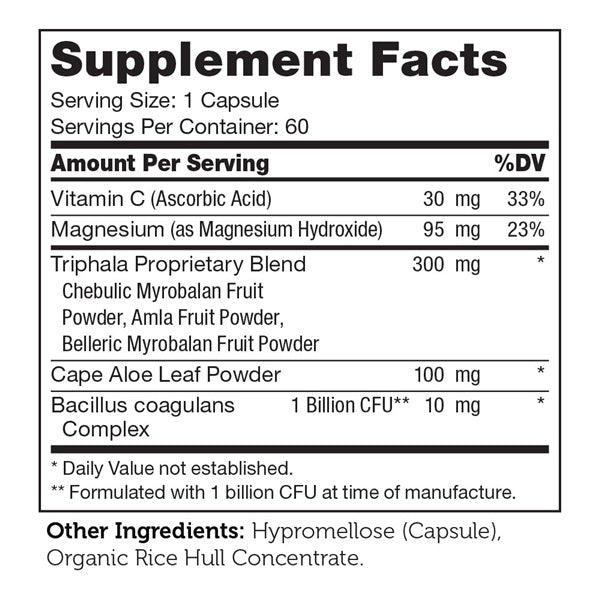 The Daily Cleanse (Formerly ConstipAid) Supplement Facts Label