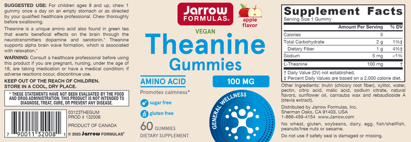 Theanine Gummies Jarrow Formulas label