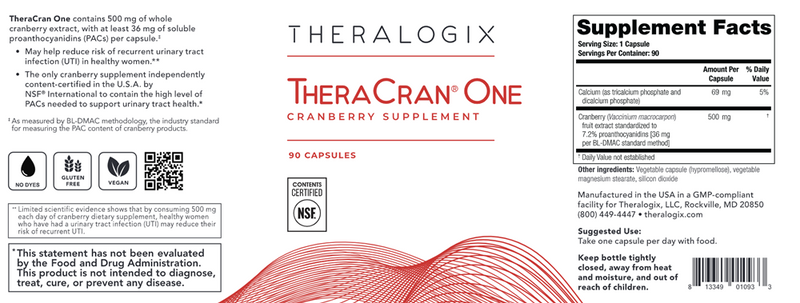TheraCran One Capsules (Theralogix) Label