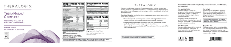 TheraNatal Complete Prenatal Vitamins (Theralogix) Label