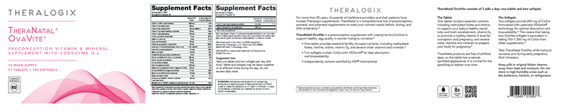 TheraNatal OvaVite Preconception Vitamins (Theralogix) Label