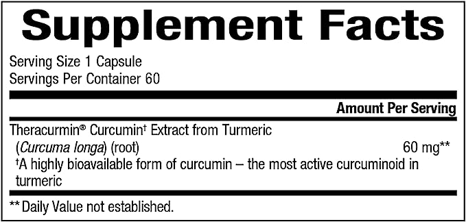 Theracurmin Pro-60 (Bioclinic Naturals) Supplement Facts