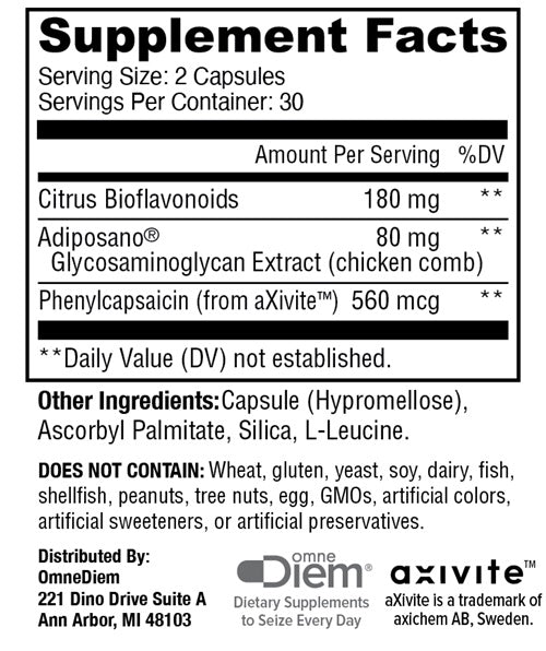 Thermogenic Weight Management Supplement Facts Label