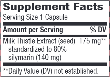 Thisilyn Standardized Milk Thistle Extract (Nature's Way) supplement facts