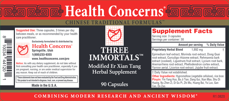 Three Immortals (Health Concerns) 90ct Label
