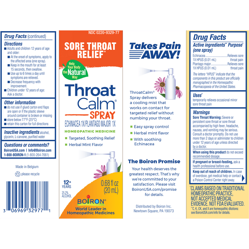 ThroatCalm Spray label Boiron
