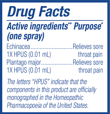 ThroatCalm Spray drug facts Boiron