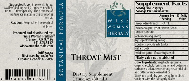 Throat Mist 1oz Wise Woman Herbals products