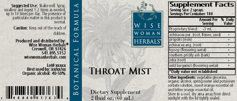 Throat Mist 2oz Wise Woman Herbals products