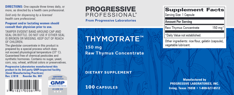 Thymotrate (Progressive Labs) Label