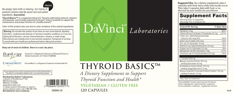 Thyroid Basics (DaVinci Labs) label