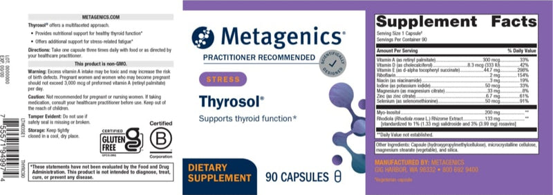 thyrosol (metagenics) label