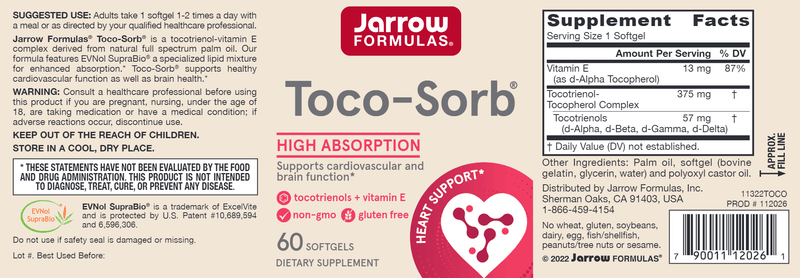 Toco-Sorb Jarrow Formulas label
