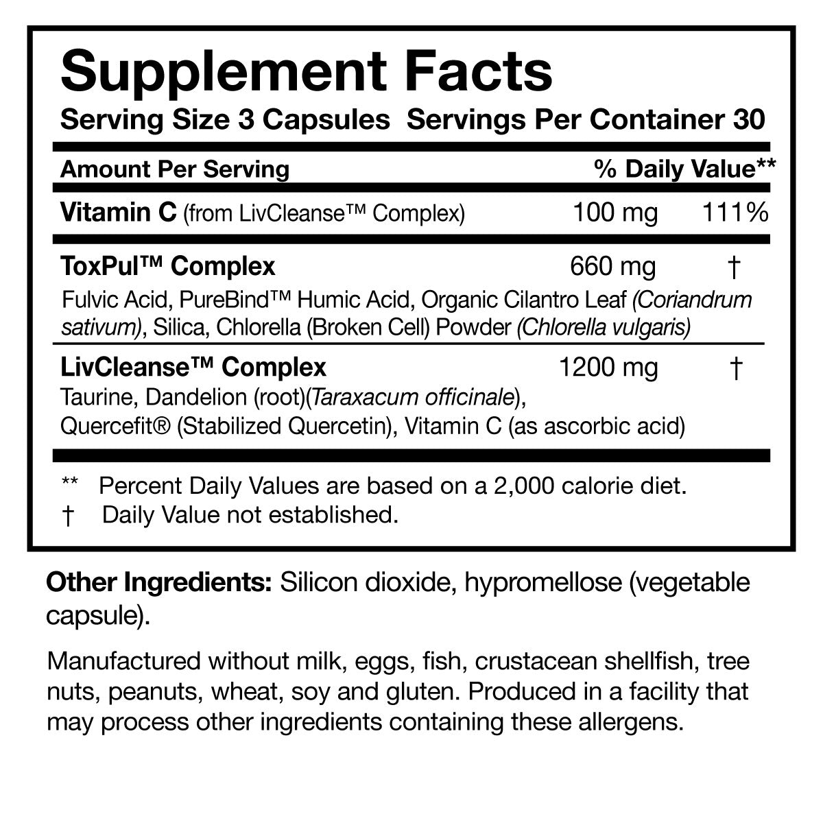 ToxinPul Supplement Facts Label