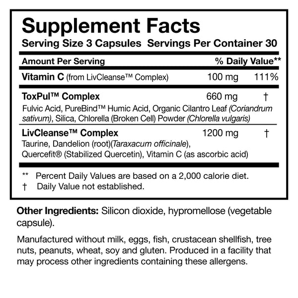ToxinPul Supplement Facts Label