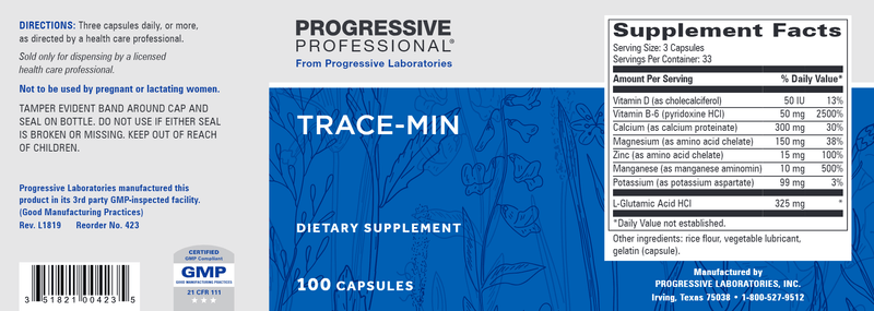 Trace-Min (Progressive Labs) 100ct Label