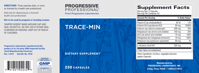 Trace-Min (Progressive Labs) 250ct Label