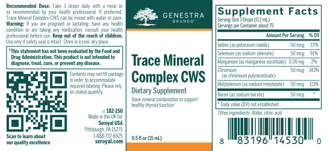 Trace Mineral Complex CWS label Genestra