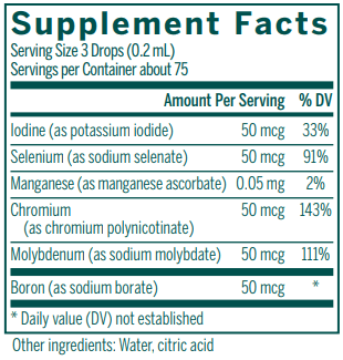 Trace Mineral Complex CWS supplement facts Genestra