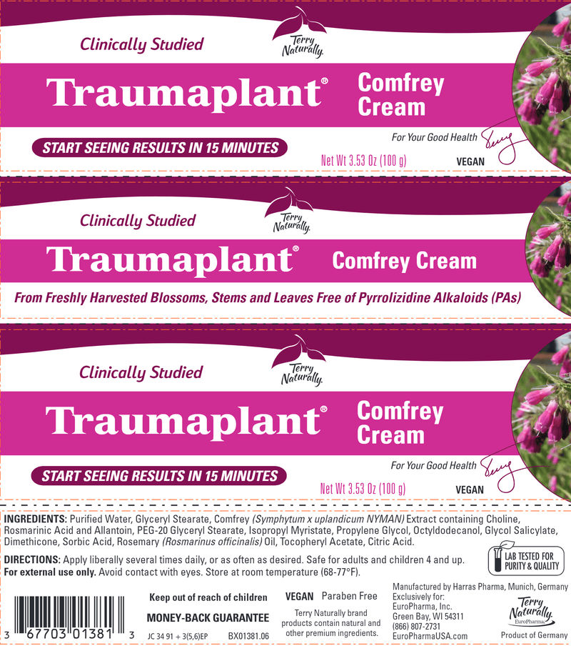 Traumaplant Comfrey Cream (Terry Naturally) Label