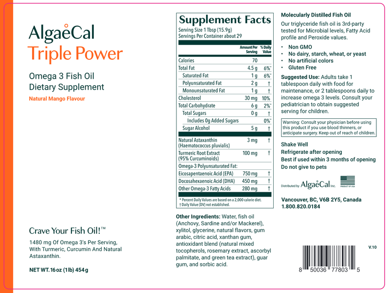 Triple Power Fish Oil (AlgaeCal) Label