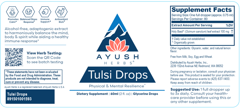 tulsi drops ayush herbs label