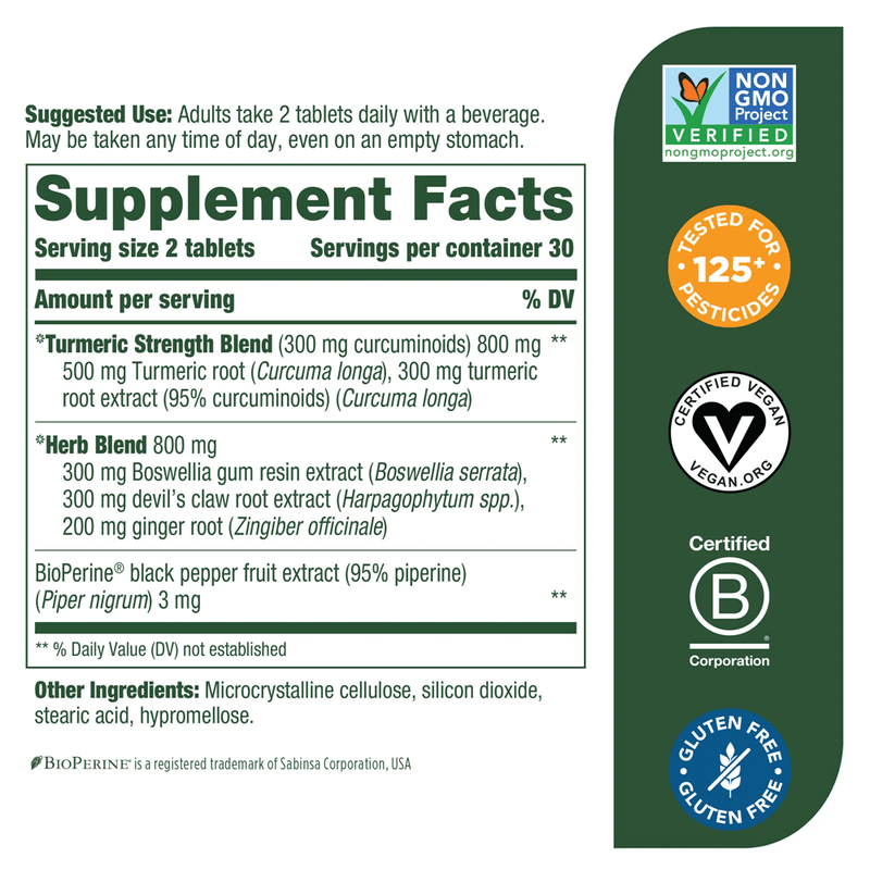 Turmeric Curcumin Extra Strength Joint (MegaFood) supplement facts