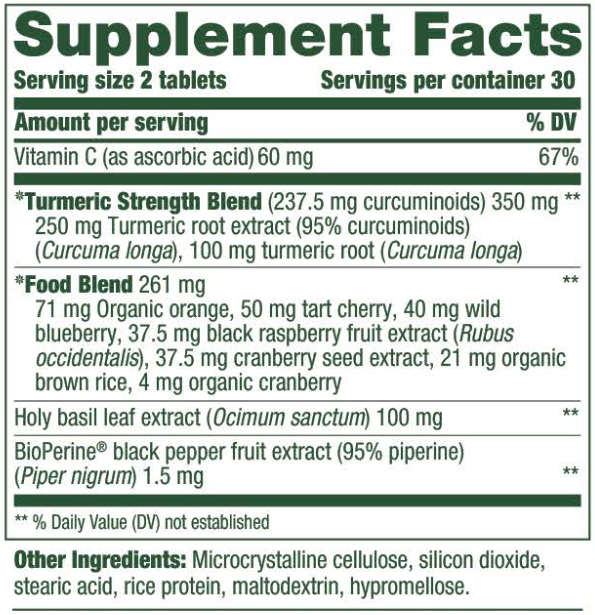 Turmeric Curcumin Minis (MegaFood) supplement facts