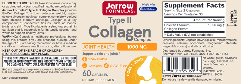 Type 2 Collagen Jarrow Formulas label