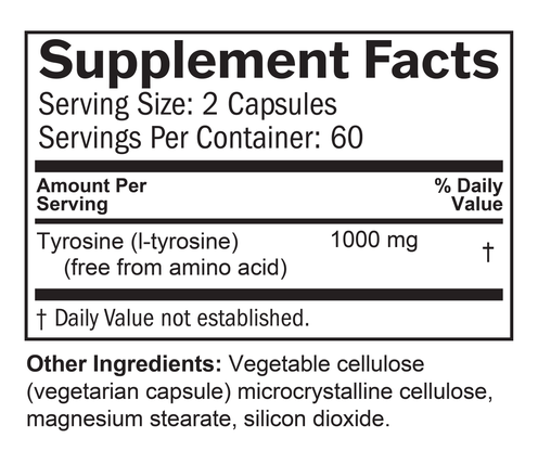 Tyrosine Supplement Facts Label