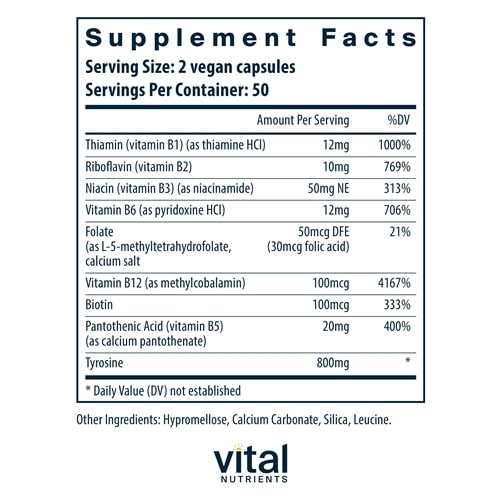 Tyrosine and B Vitamins Vital Nutrients supplements